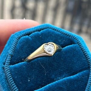 Diamond Chip and Diamond Illusion Gold Plated Heart Ring- Size 7.5